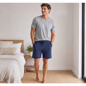 Cozy Earth Men’s Pajama Shorts XL Blue Bamboo Rayon Stretch Lounge Sleepwear
